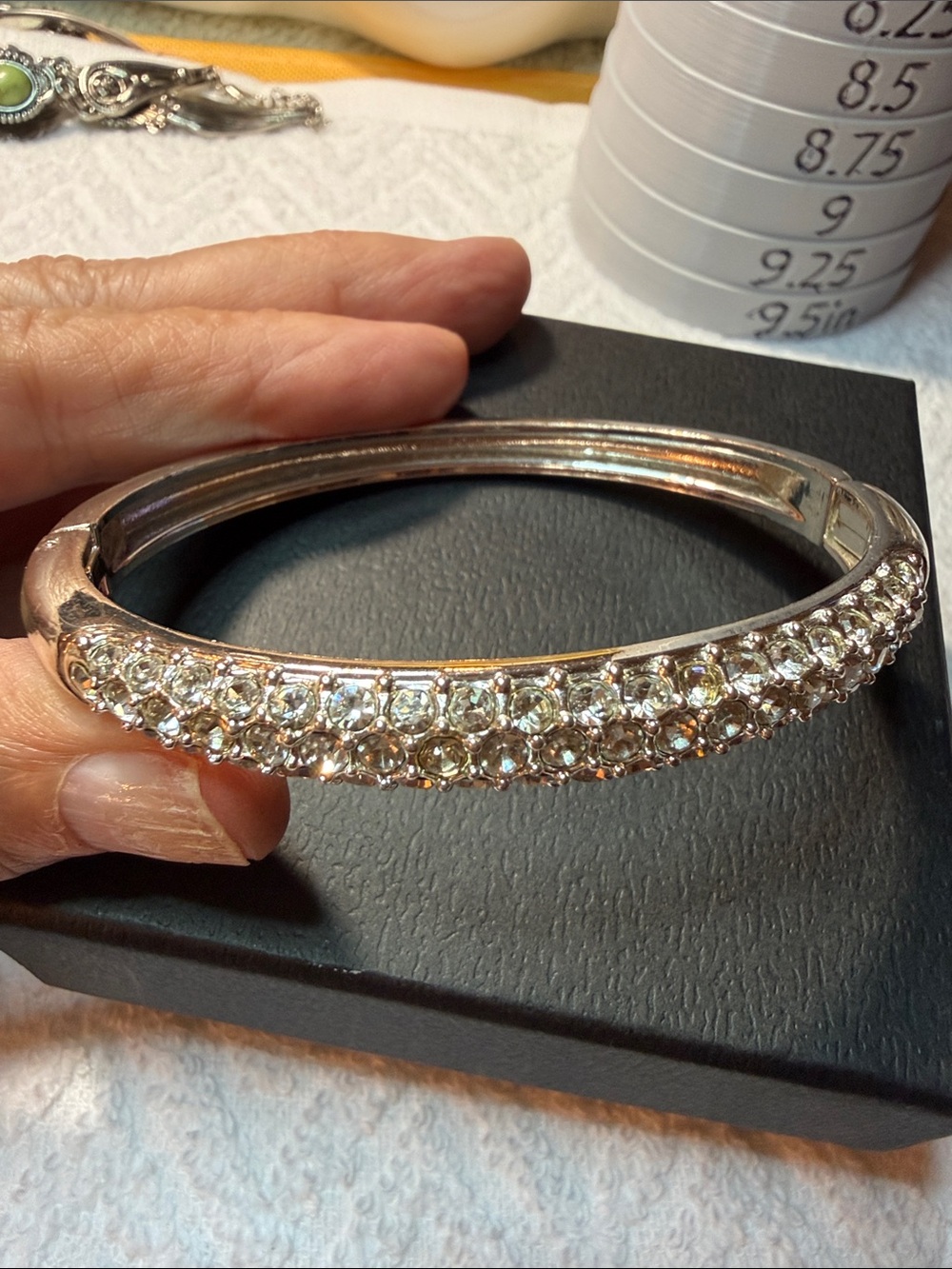 Crystal Silver-Tone Bangle Bracelet - Sparkling Clear Stones